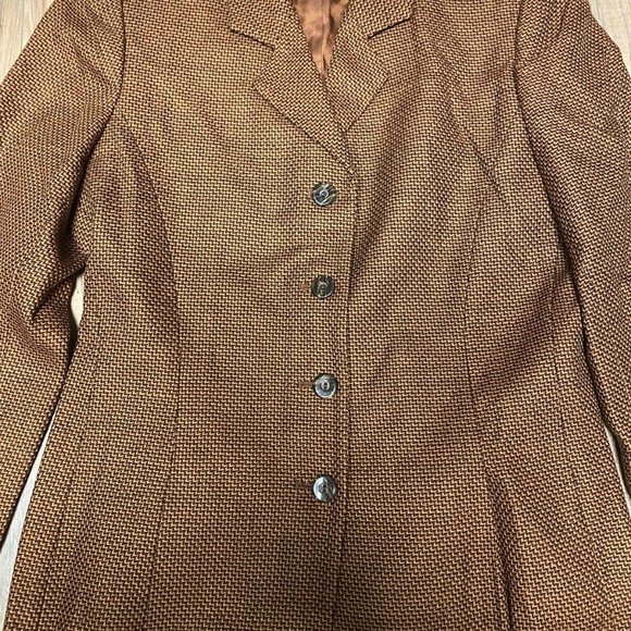Vintage Rena Rowan women's brown woolen suit Set Size petite 8P - Picture 3 of 4